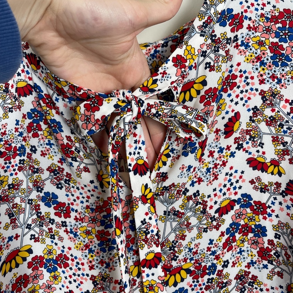 Talbots Floral Long Sleeve Tie Blouse - Picture 7 of 11